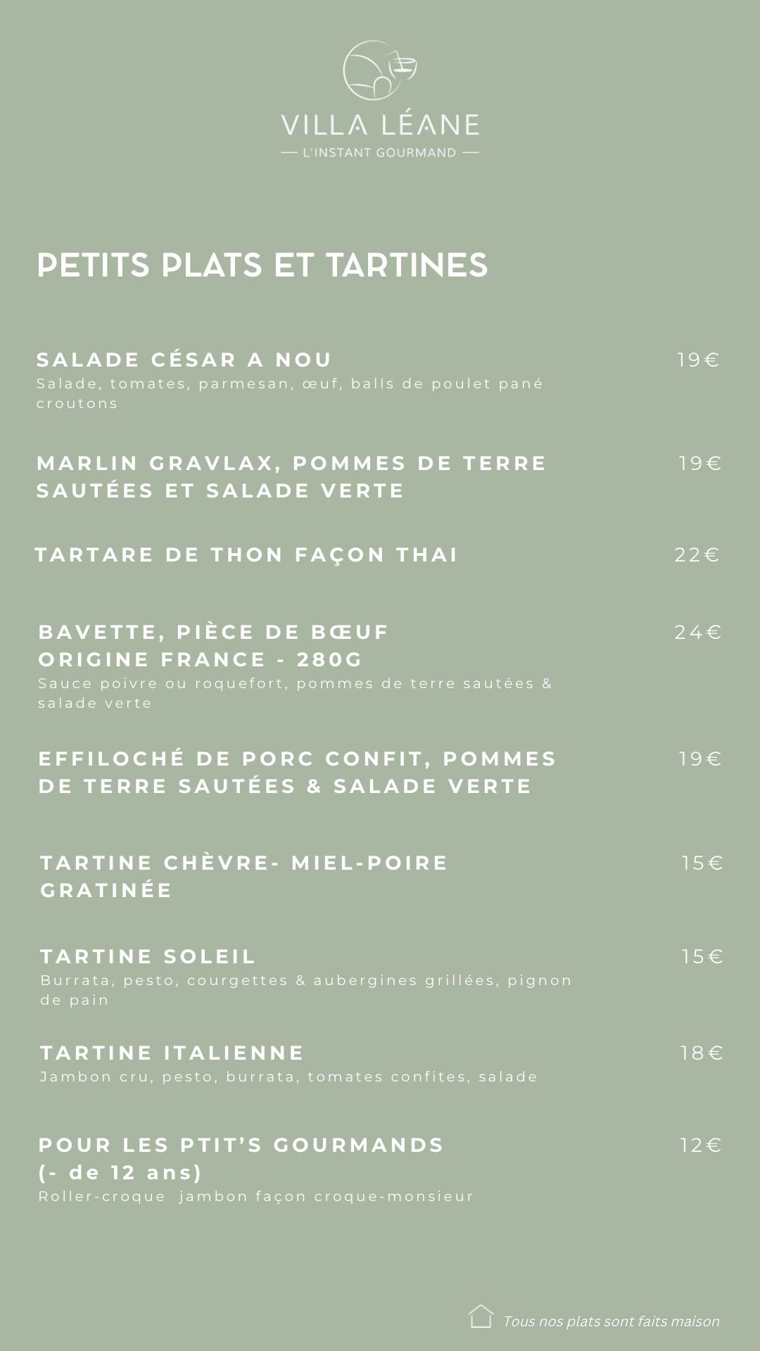 Menu Villa Léane 1